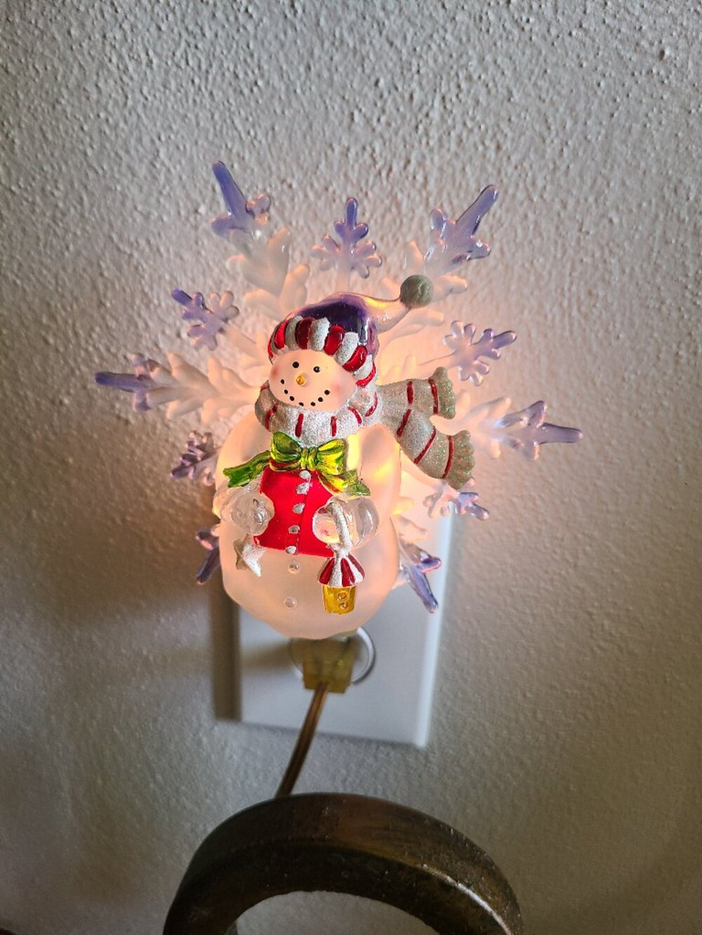 Levington Acrylic Snowman Snowflake Plug In Night Light with Light Sensor 6"